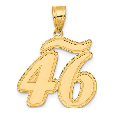 14K Yellow Gold Script Number 46 Pendant