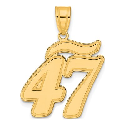 14K Yellow Gold Script Number 47 Pendant