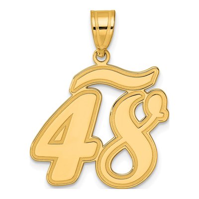 14K Yellow Gold Script Number 48 Pendant