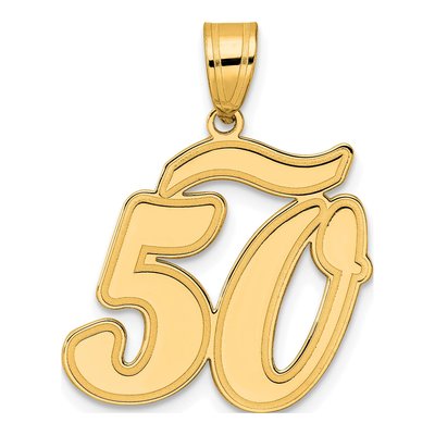 14K Yellow Gold Script Number 50 Pendant