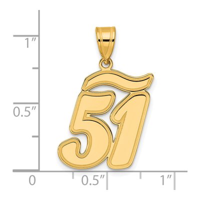 14K Yellow Gold Script Number 51 Pendant – view 5