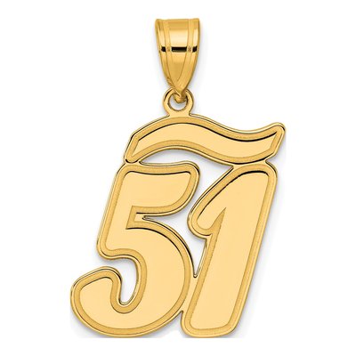 14K Yellow Gold Script Number 51 Pendant