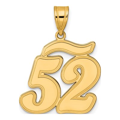 14K Yellow Gold Script Number 52 Pendant