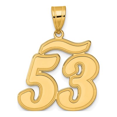 14K Yellow Gold Script Number 53 Pendant