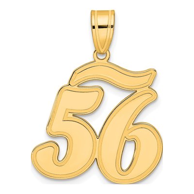 14K Yellow Gold Script Number 56 Pendant