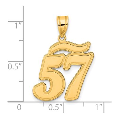 14K Yellow Gold Script Number 57 Pendant – view 5