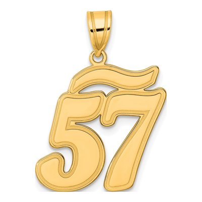 14K Yellow Gold Script Number 57 Pendant