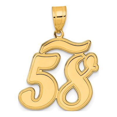 14K Yellow Gold Script Number 58 Pendant