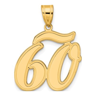 14K Yellow Gold Script Number 60 Pendant