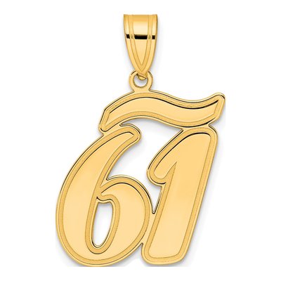 14K Yellow Gold Script Number 61 Pendant