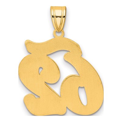 14K Yellow Gold Script Number 62 Pendant – view 4