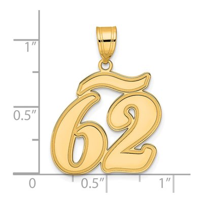 14K Yellow Gold Script Number 62 Pendant – view 5