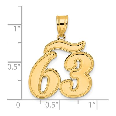 14K Yellow Gold Script Number 63 Pendant – view 5