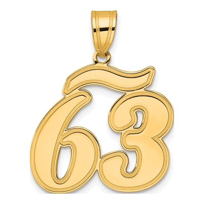 14K Yellow Gold Script Number 63 Pendant