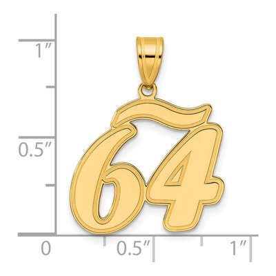 14K Yellow Gold Script Number 64 Pendant – view 5