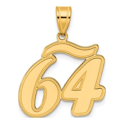 14K Yellow Gold Script Number 64 Pendant