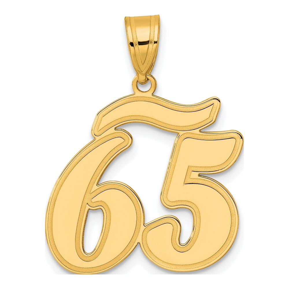 14K Yellow Gold Script Number 65 Pendant