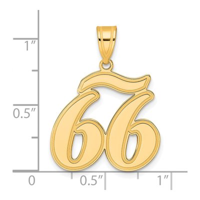 14K Yellow Gold Script Number 66 Pendant – view 5