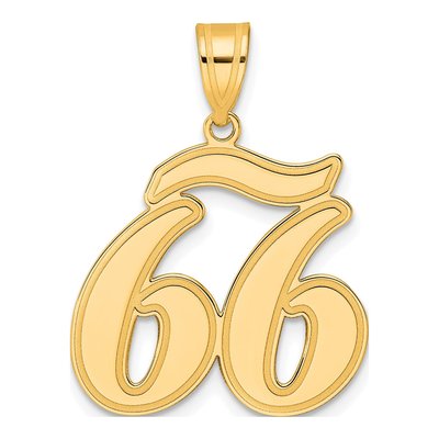 14K Yellow Gold Script Number 66 Pendant
