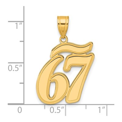 14K Yellow Gold Script Number 67 Pendant – view 5