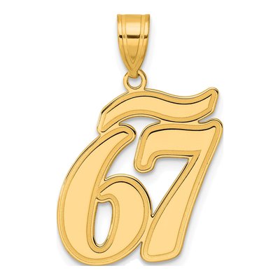 14K Yellow Gold Script Number 67 Pendant