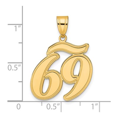 14K Yellow Gold Script Number 69 Pendant – view 5