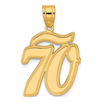 14K Yellow Gold Script Number 70 Pendant