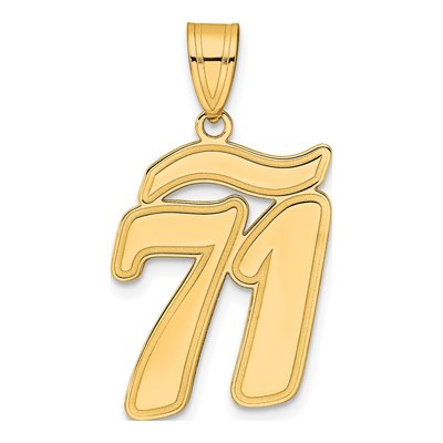 14K Yellow Gold Script Number 71 Pendant