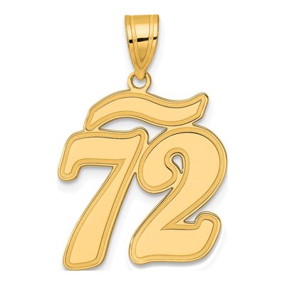 14K Yellow Gold Script Number 72 Pendant