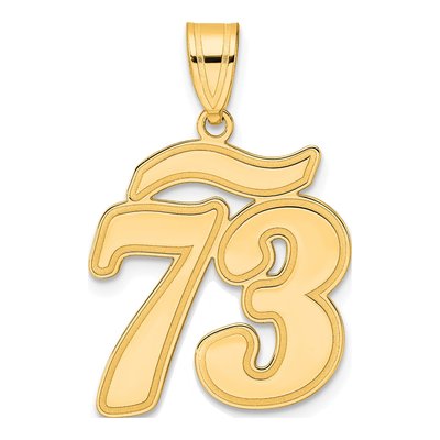 14K Yellow Gold Script Number 73 Pendant