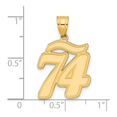 14K Yellow Gold Script Number 74 Pendant – view 5