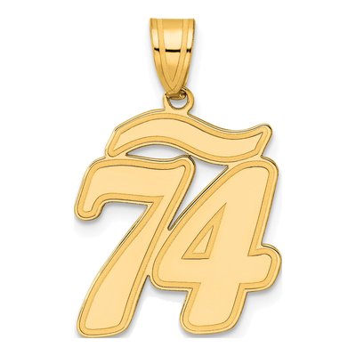 14K Yellow Gold Script Number 74 Pendant