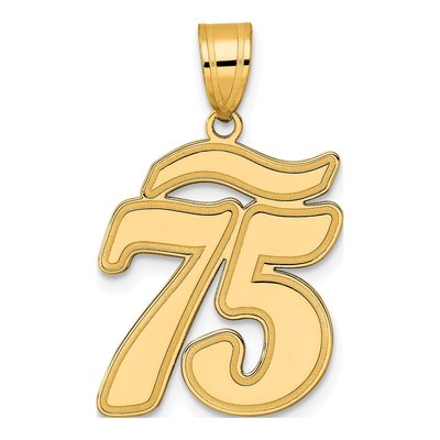 14K Yellow Gold Script Number 75 Pendant