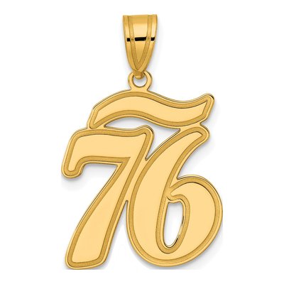14K Yellow Gold Script Number 76 Pendant