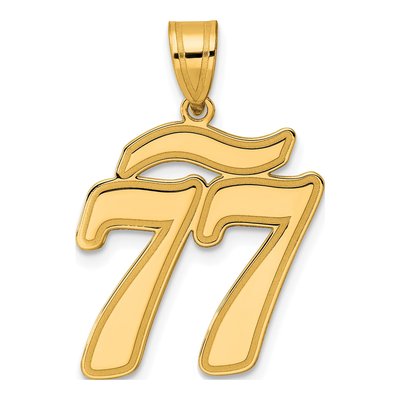 14K Yellow Gold Script Number 77 Pendant