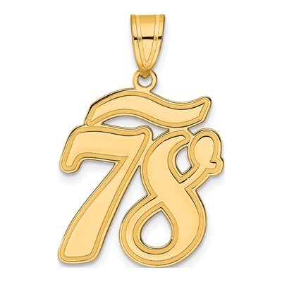 14K Yellow Gold Script Number 78 Pendant