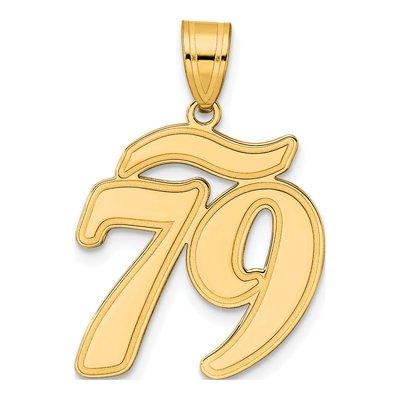 14K Yellow Gold Script Number 79 Pendant