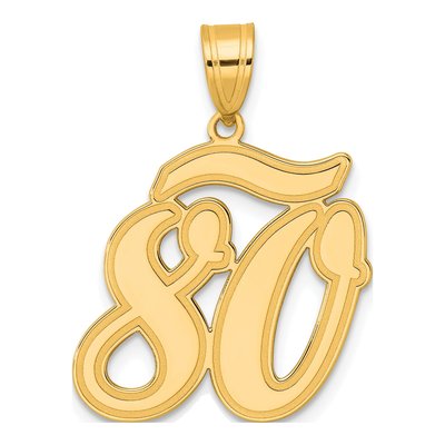 14K Yellow Gold Script Number 80 Pendant