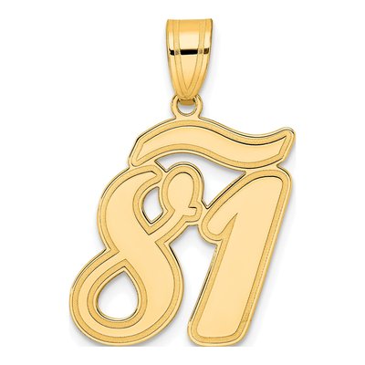 14K Yellow Gold Script Number 81 Pendant