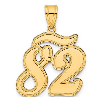 14K Yellow Gold Script Number 82 Pendant