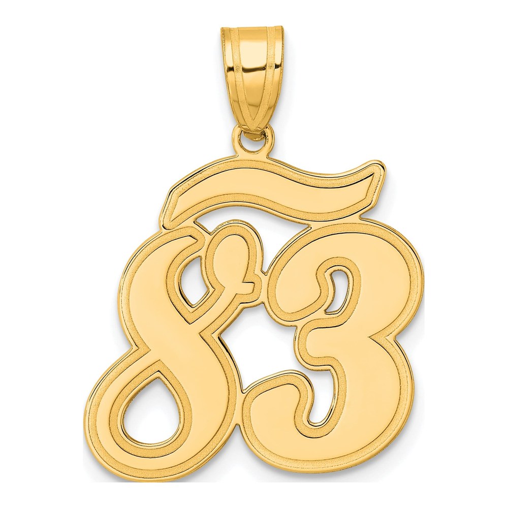 14K Yellow Gold Script Number 83 Pendant
