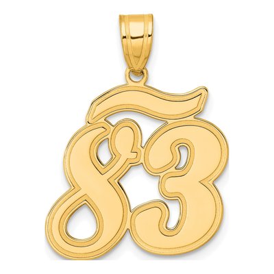 14K Yellow Gold Script Number 83 Pendant