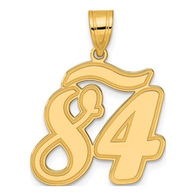 14K Yellow Gold Script Number 84 Pendant