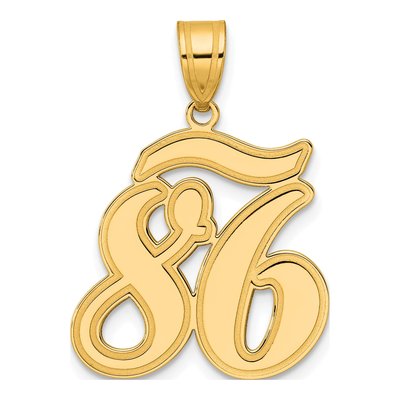 14K Yellow Gold Script Number 86 Pendant
