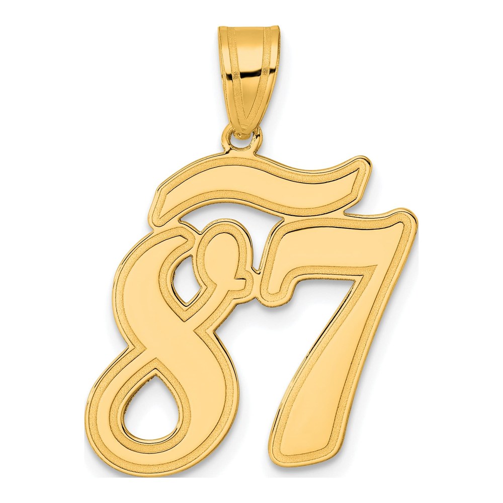 14K Yellow Gold Script Number 87 Pendant