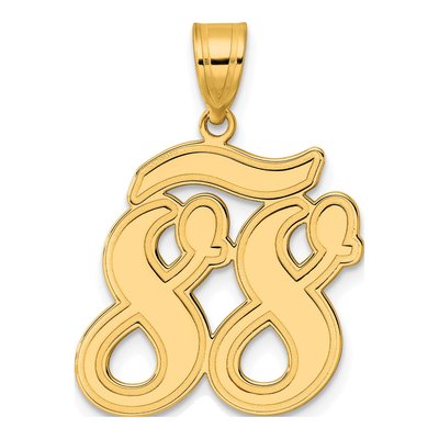 14K Yellow Gold Script Number 88 Pendant