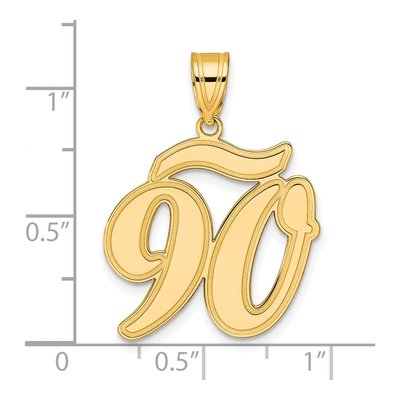 14K Yellow Gold Script Number 90 Pendant – view 5