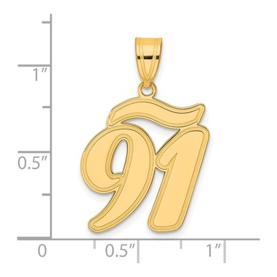 14K Yellow Gold Script Number 91 Pendant – view 5