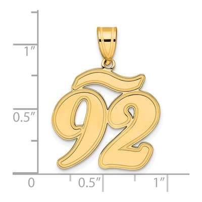 14K Yellow Gold Script Number 92 Pendant – view 5