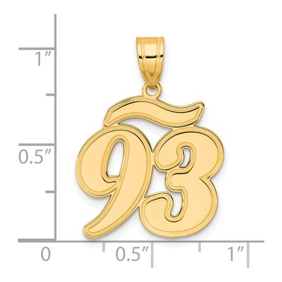 14K Yellow Gold Script Number 93 Pendant – view 5
